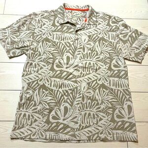 Crazy shirts hawaiian polo grey with white‎ pattern 100% cotton size large